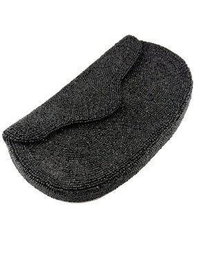 Vtg Walborg Black Beaded Clutch Bag Made in Belgium Hand Beaded Evening Purse